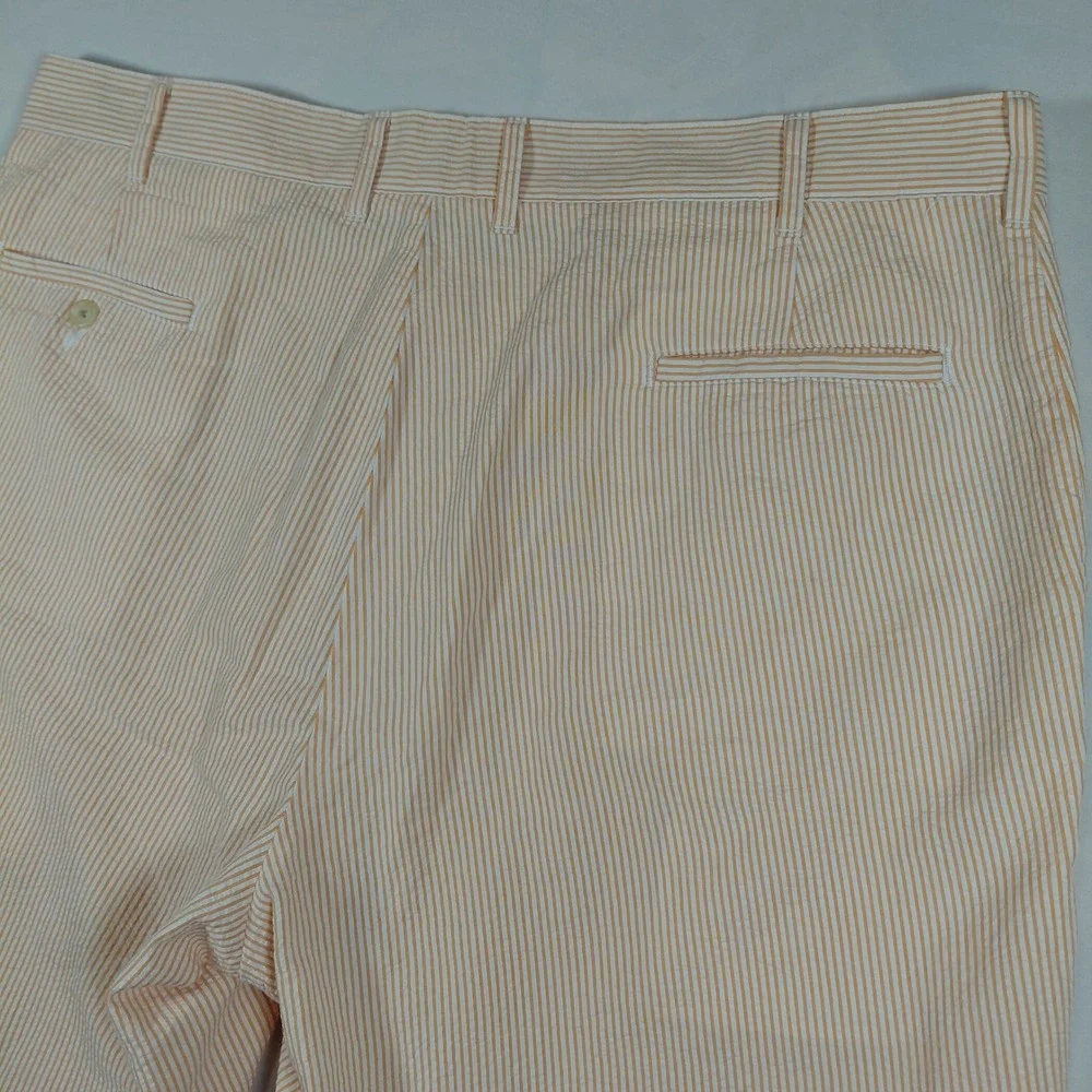 Bills Khakis Parker Short Mens 40 Orange White Seersucker Striped Standard Fit